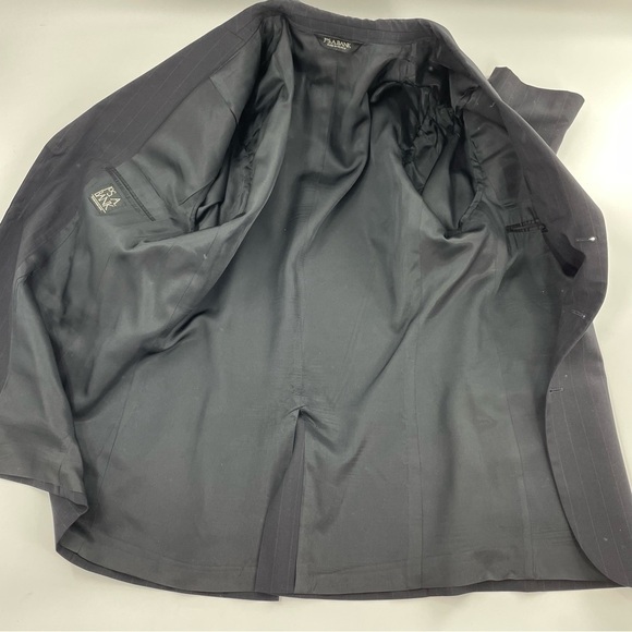 Jos. A. Bank Black Pin Striped 3 Button 100% Wool Suit with Flat Front Pants - Picture 11 of 16